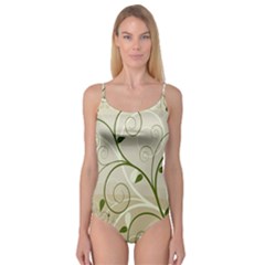 Leaf Sexy Green Gray Camisole Leotard  by Mariart