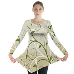 Leaf Sexy Green Gray Long Sleeve Tunic  by Mariart