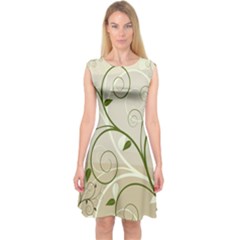 Leaf Sexy Green Gray Capsleeve Midi Dress by Mariart