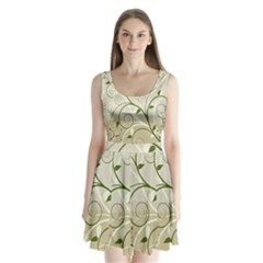 Leaf Sexy Green Gray Split Back Mini Dress  by Mariart