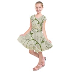 Leaf Sexy Green Gray Kids  Short Sleeve Dress by Mariart