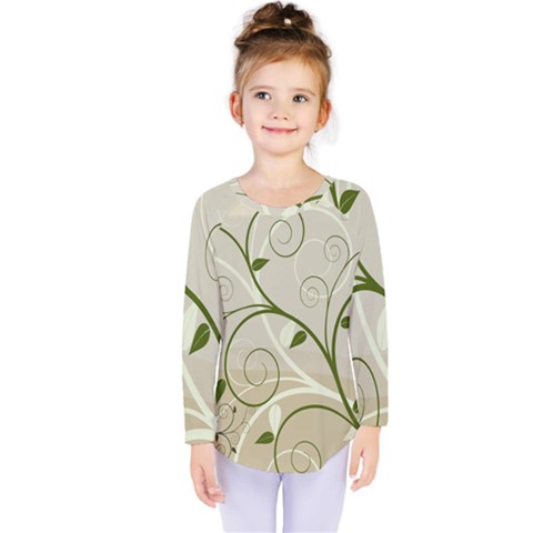 Leaf Sexy Green Gray Kids  Long Sleeve Tee by Mariart