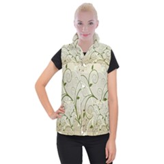 Leaf Sexy Green Gray Women s Button Up Puffer Vest