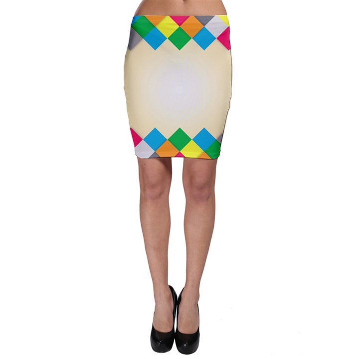 Plaid Wave Chevron Rainbow Color Bodycon Skirt