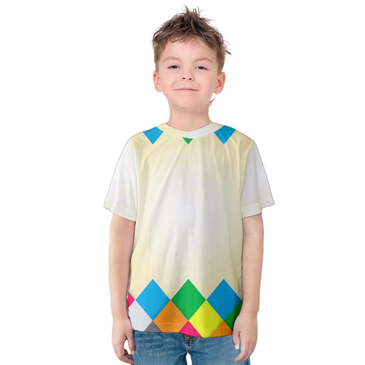 Plaid Wave Chevron Rainbow Color Kids  Cotton Tee