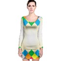 Plaid Wave Chevron Rainbow Color Long Sleeve Bodycon Dress View1