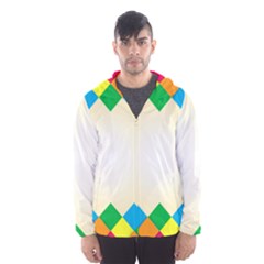 Plaid Wave Chevron Rainbow Color Hooded Wind Breaker (men) by Mariart