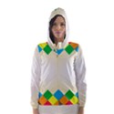 Plaid Wave Chevron Rainbow Color Hooded Wind Breaker (Women) View1