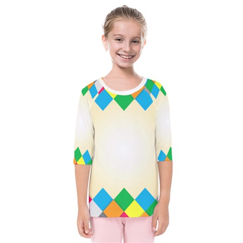 Plaid Wave Chevron Rainbow Color Kids  Quarter Sleeve Raglan Tee by Mariart