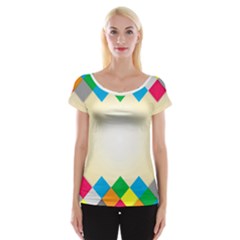 Plaid Wave Chevron Rainbow Color Women s Cap Sleeve Top by Mariart