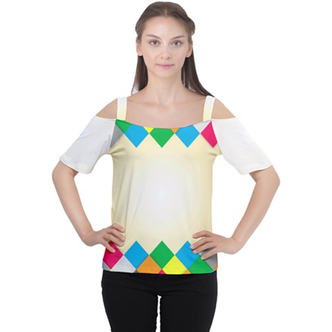 Plaid Wave Chevron Rainbow Color Women s Cutout Shoulder Tee by Mariart