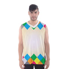 Plaid Wave Chevron Rainbow Color Men s Basketball Tank Top by Mariart