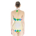 Plaid Wave Chevron Rainbow Color Halter Swimsuit View2