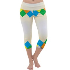 Plaid Wave Chevron Rainbow Color Capri Yoga Leggings by Mariart