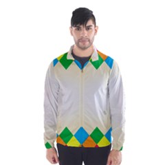 Plaid Wave Chevron Rainbow Color Wind Breaker (men) by Mariart