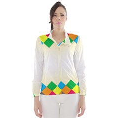 Plaid Wave Chevron Rainbow Color Wind Breaker (women) by Mariart