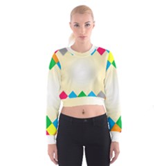 Plaid Wave Chevron Rainbow Color Cropped Sweatshirt by Mariart