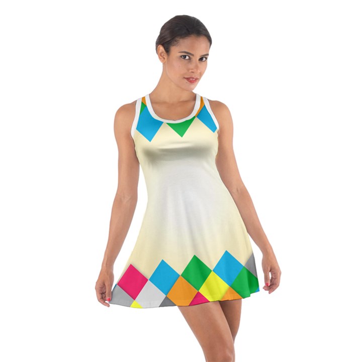 Plaid Wave Chevron Rainbow Color Cotton Racerback Dress