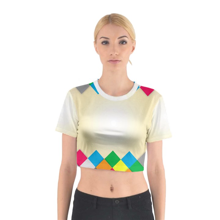 Plaid Wave Chevron Rainbow Color Cotton Crop Top