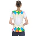 Plaid Wave Chevron Rainbow Color Short Sleeve Front Detail Top View2