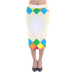 Plaid Wave Chevron Rainbow Color Velvet Midi Pencil Skirt by Mariart