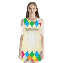 Plaid Wave Chevron Rainbow Color Shoulder Cutout Velvet  One Piece by Mariart