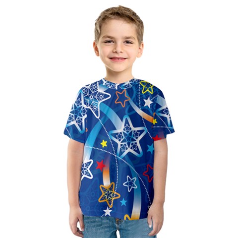 Line Star Space Blue Sky Light Rainbow Red Orange White Yellow Kids  Sport Mesh Tee by Mariart