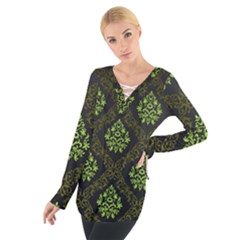 Leaf Green Women s Tie Up Tee by Mariart