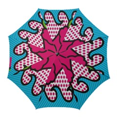 Rose Floral Circle Line Polka Dot Leaf Pink Blue Green Golf Umbrellas by Mariart