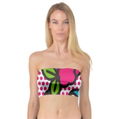 Rose Floral Circle Line Polka Dot Leaf Pink Blue Green Bandeau Top by Mariart