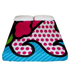 Rose Floral Circle Line Polka Dot Leaf Pink Blue Green Fitted Sheet (queen Size) by Mariart