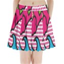 Rose Floral Circle Line Polka Dot Leaf Pink Blue Green Pleated Mini Skirt View1