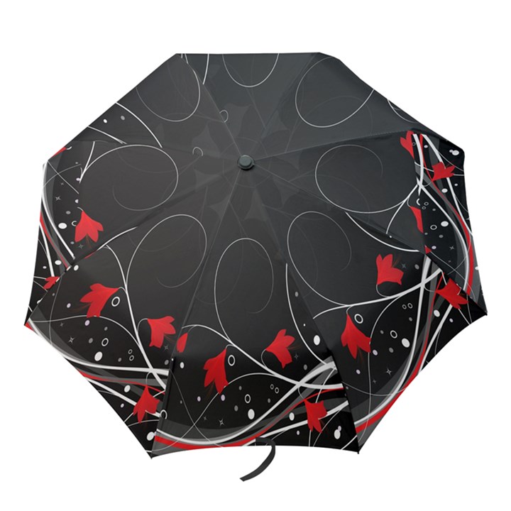 Star Red Flower Floral Black Leaf Polka Circle Folding Umbrellas