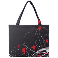 Star Red Flower Floral Black Leaf Polka Circle Mini Tote Bag by Mariart