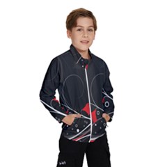 Star Red Flower Floral Black Leaf Polka Circle Wind Breaker (kids) by Mariart