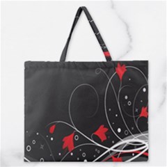 Star Red Flower Floral Black Leaf Polka Circle Zipper Large Tote Bag by Mariart