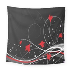 Star Red Flower Floral Black Leaf Polka Circle Square Tapestry (large) by Mariart