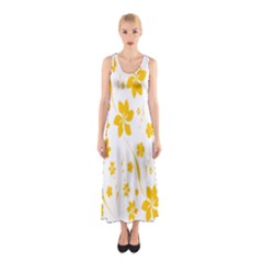 Shamrock Yellow Star Flower Floral Star Sleeveless Maxi Dress by Mariart