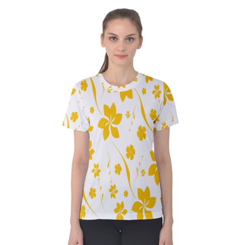 Shamrock Yellow Star Flower Floral Star Women s Cotton Tee by Mariart