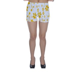 Shamrock Yellow Star Flower Floral Star Skinny Shorts by Mariart