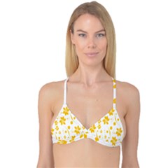 Shamrock Yellow Star Flower Floral Star Reversible Tri Bikini Top by Mariart