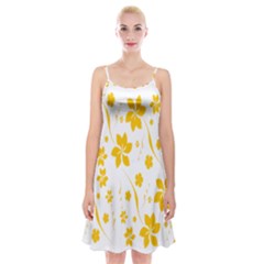 Shamrock Yellow Star Flower Floral Star Spaghetti Strap Velvet Dress by Mariart