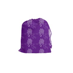 Purple Flower Rose Sunflower Drawstring Pouches (small)  by Mariart