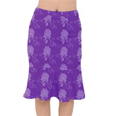 Purple Flower Rose Sunflower Mermaid Skirt by Mariart