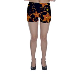 Star Leaf Orange Gold Red Black Flower Floral Skinny Shorts by Mariart