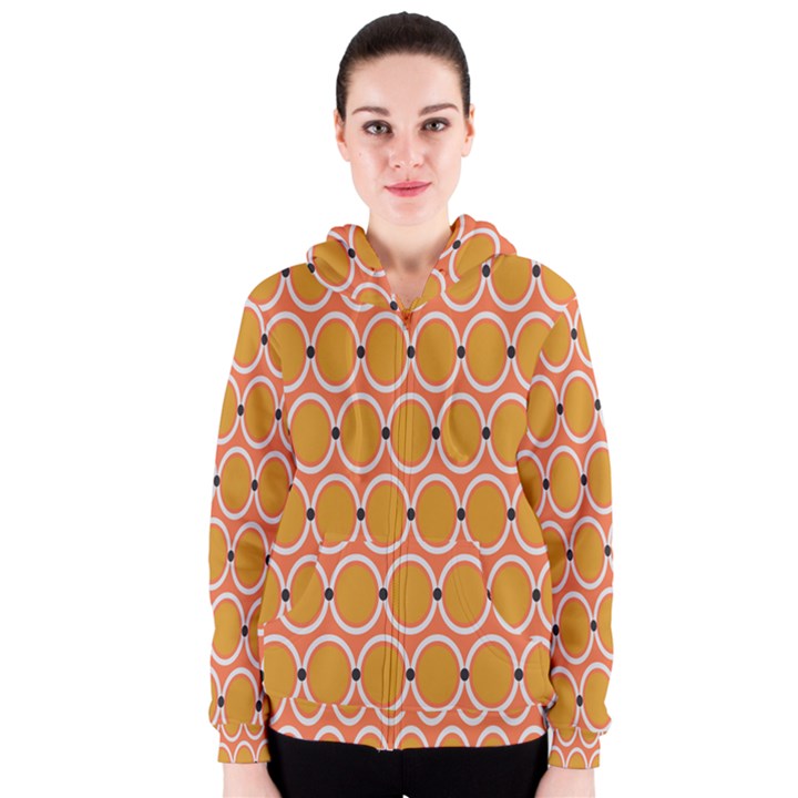 Orange Circle Polka Women s Zipper Hoodie