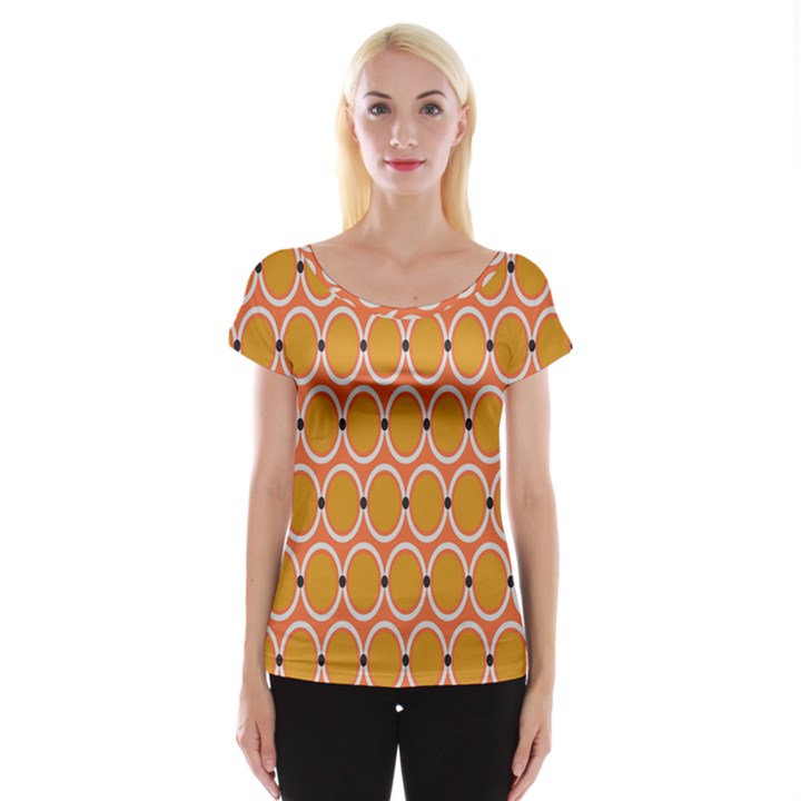 Orange Circle Polka Women s Cap Sleeve Top