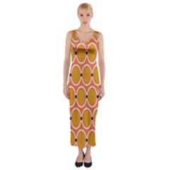 Orange Circle Polka Fitted Maxi Dress