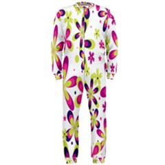 Star Flower Purple Pink Onepiece Jumpsuit (men)  by Mariart