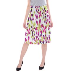 Star Flower Purple Pink Midi Beach Skirt by Mariart